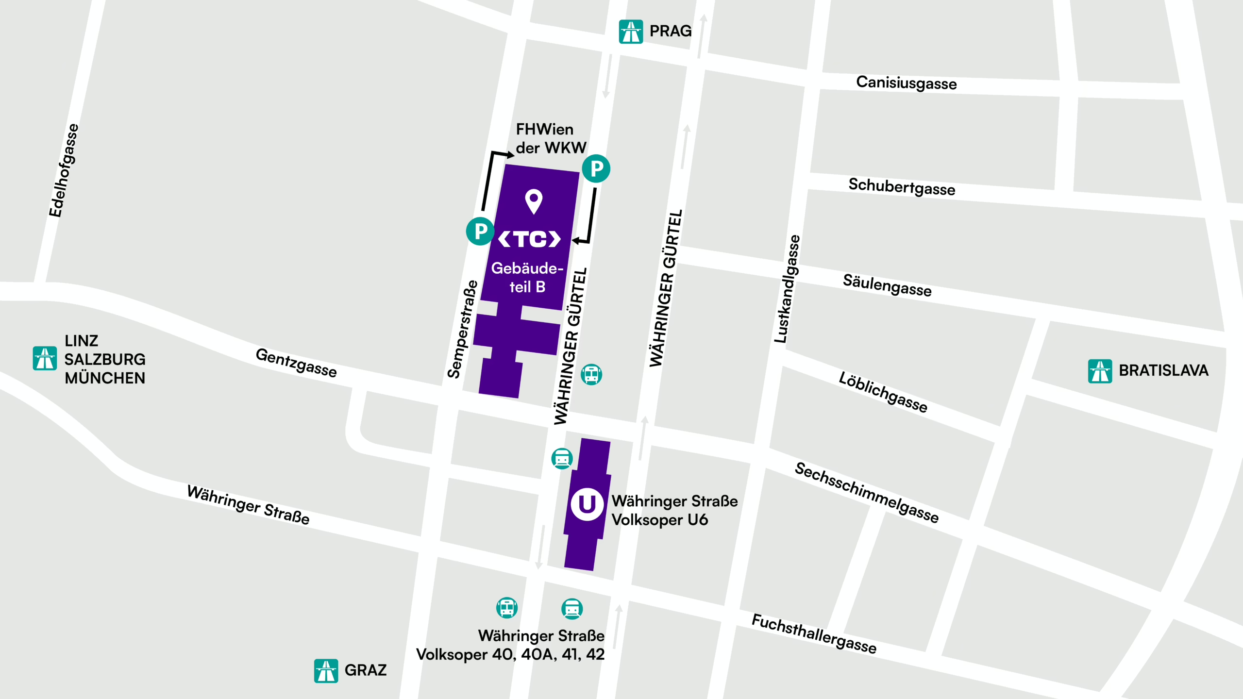 Anfahrtsplan FHWien der WKW